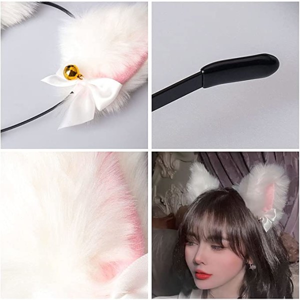 White Cat's ears (Höyrytetty kissankorvan muotoinen leipä) hiusnauha 2-osainen