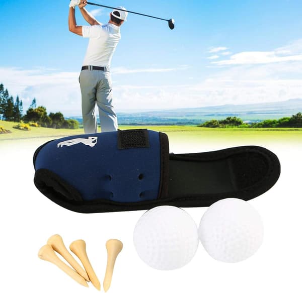 Marinblå - Golfbollsskydd, Golfteeväska, Golfboll och Tee Drin