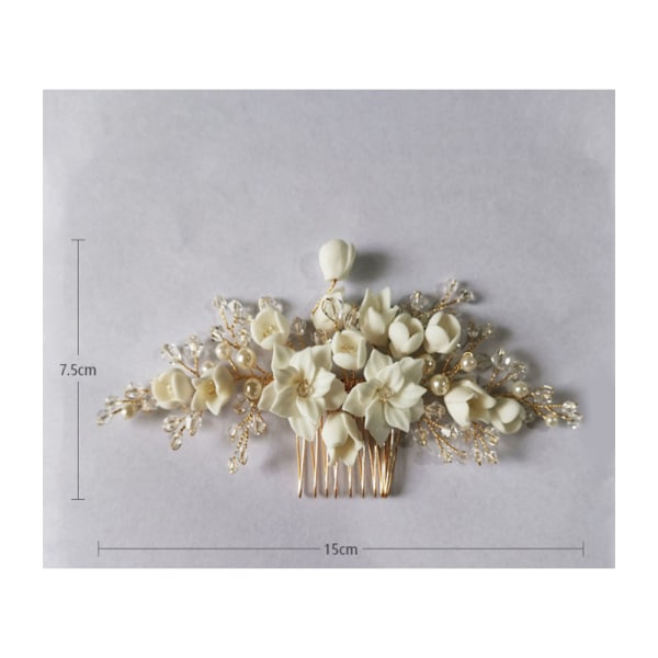Yksiosainen vaalea hiuskampa Morsiushiustarvikkeet Pearl Ceramic