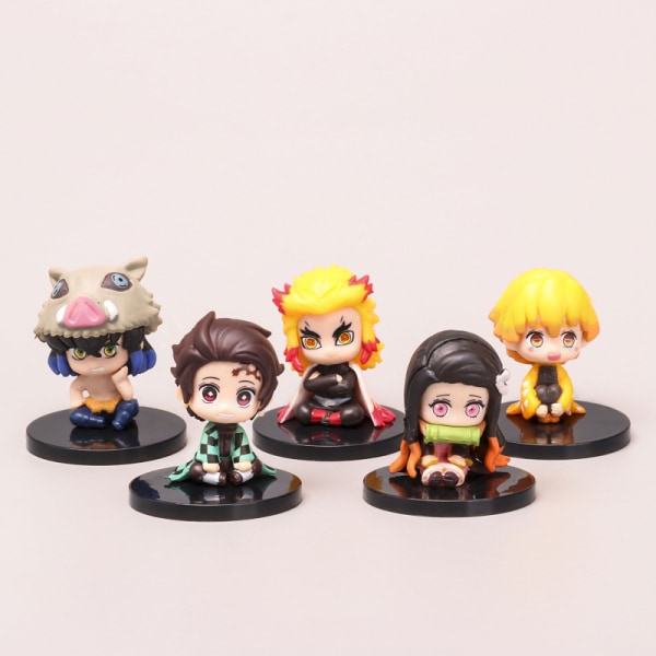 Demon Slayer Cake Topper 5 st Anime Demon Slayer Leksaksmodell D