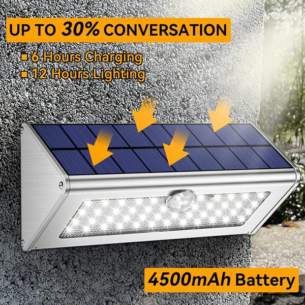 Utendørs solcellelys IP65 vanntett 4500mAh trådløs solflomlys