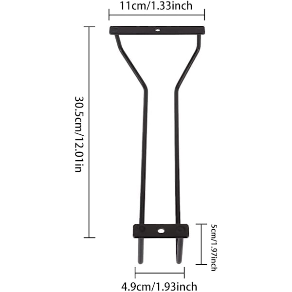 Sort - 1 x 12\" Vinglasholder, Under Hylde Vinglasholder