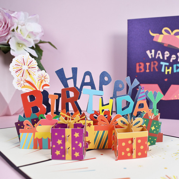 3D fødselsdagskort, 1 kreativt og minde-pop-up-kort, ideelt til