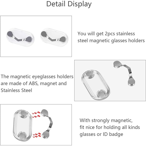 2 Stk Magnetisk Brilleholder Brilleholder Mini Original Magneti