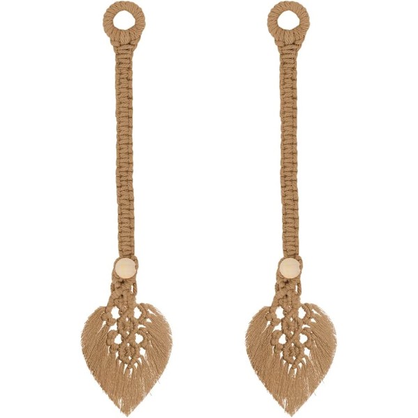 Sæt med 2 Boho gardinbindere, blade bomuld Macrame Curtai