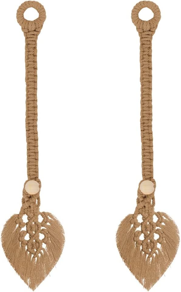 Set med 2 Boho gardinholdere, blader bomull makramé gardin
