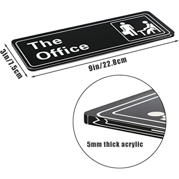 3 kontordørplader holdbare akryl selvklæbende skilte nemme at