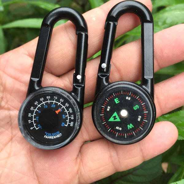 Mini Multifunktionell Karabinhake 3 i 1 Kompass Termometer Utomhus H