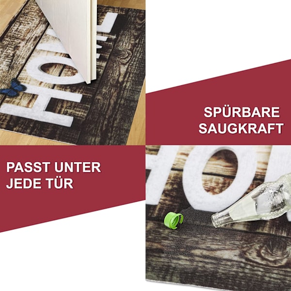 En bit färgat trä HOME dörrmatta med 40×60cm smutsfälla Indo