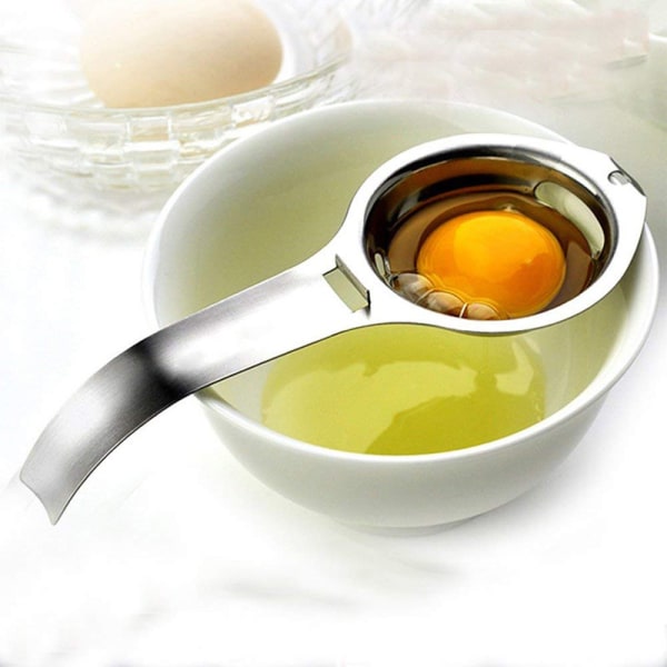(Sølv) 1 eggehvitseparator, eggkutter i rustfritt stål, enkel