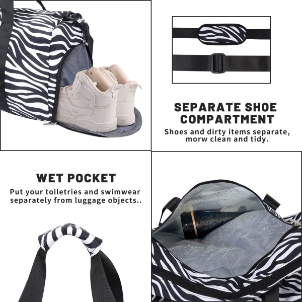 Liten resväska för kvinnor Zebra Stripes Dam Sportväska 30 L