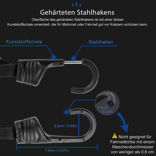 2 stk. Bungee-reb med kroge, cykel Bungee-reb, motorcykel B