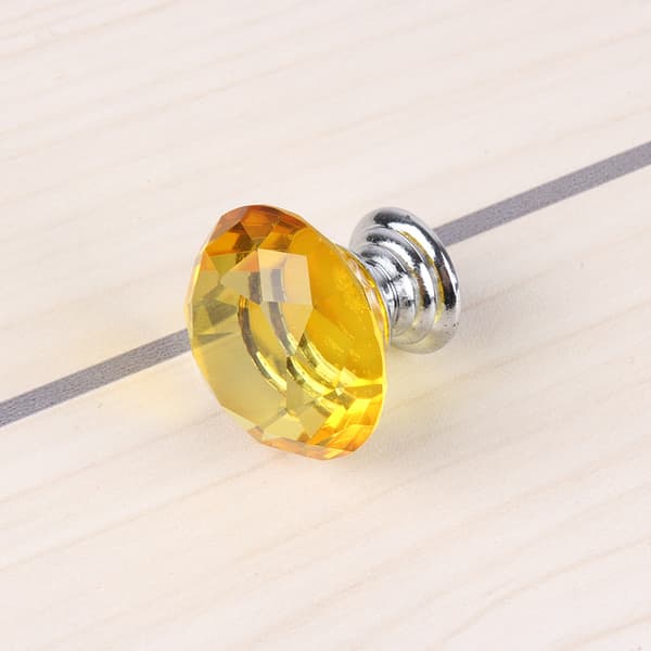 10 stk. gule krystalglas diamant skabspullert