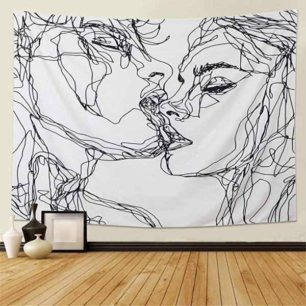 Mies, nainen, rakastava abstrakteja luonnoksia, seinätapetti, rakastaja suutelee Ta