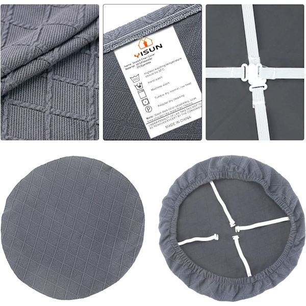 (Vaaleanharmaa, 1 kappaleen sarja) Joustava Jacquard-waffle-tuolinpäällinen