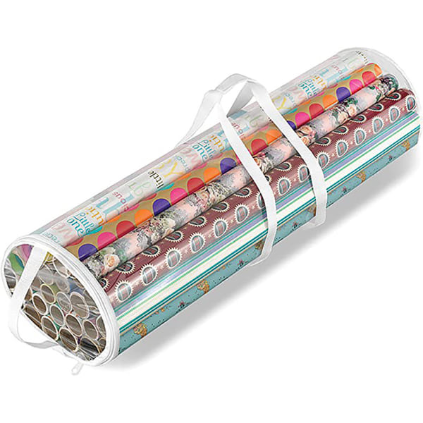 Christmas Gift Wrap Organizer Clear,(White) Fits 24 Rolls of 40