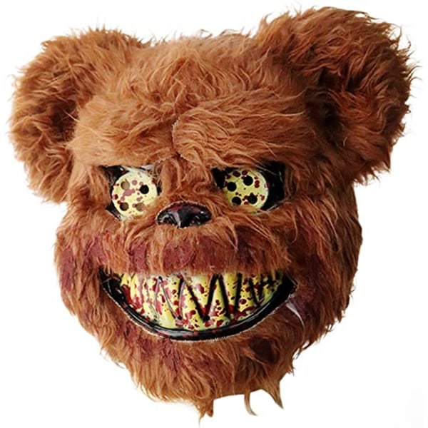 Halloween Scary Mask Bear Rabbit Bunny Mask, Bloody Plush Head M