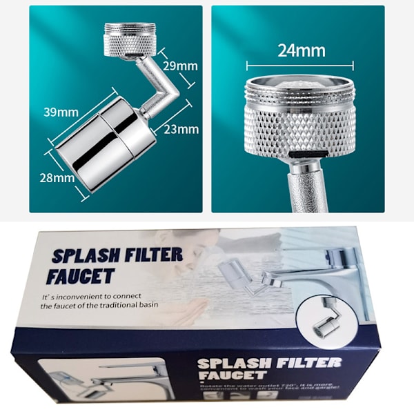 720 graders universell kran splashfilter med 4-lags Me