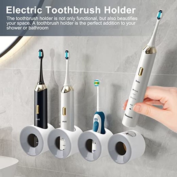 Badeværelse elektrisk tandbørstestativ 4-delt sæt (grå, universal),