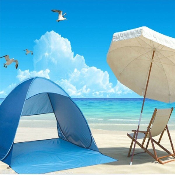 Nyt med lynlåsdør Pop Up bærbart strandtelt udendørs anti UV