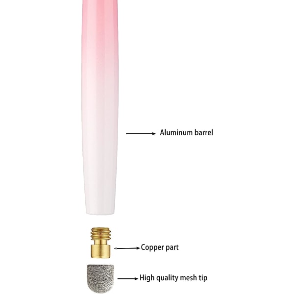Ohut kosketusnäytön kynä, iPhone, iPad, Kindle Fire, mukaan lukien 8 ylimääräistä varaosaa kuitukärkiä (värikäs vaaleanpunainen, violetti, sininen, keltainen)