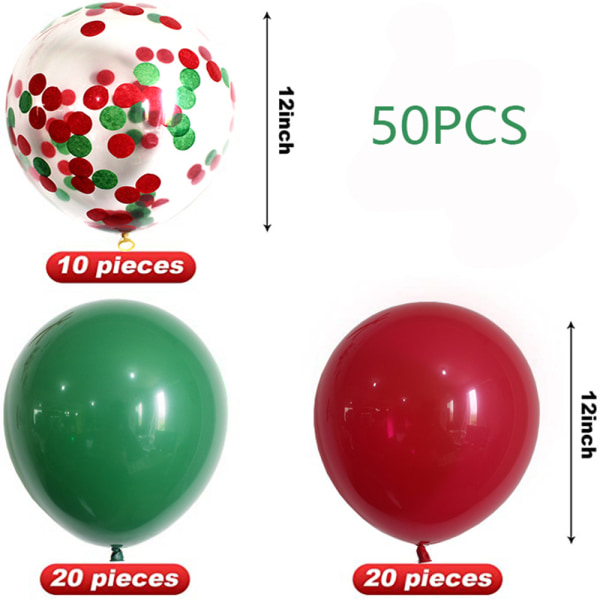 Festa Ballonger Röd Grön Konfetti Ballonger 50 Pack 12 tum Latex