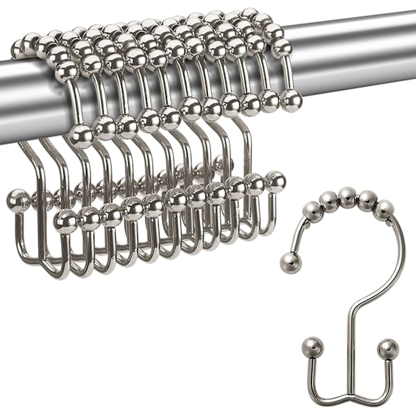 12 bruseforhængskroge, rustfrit metal dobbelt glide s
