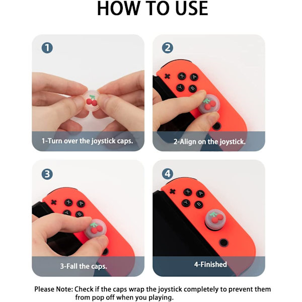 4 stk. søde tommelfingergrebshætter, der er kompatible med Switch/Switch OLED/Swi