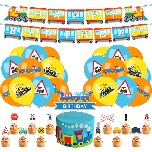 2024 New Birthday Decoration Accessories Train Theme Party Balloo