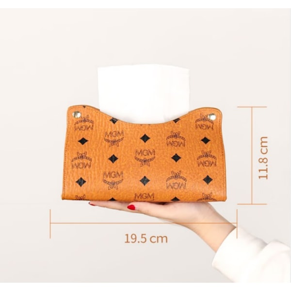 Tissue Case Box Container Pu Mønster Servietholder Papir Taske Cos