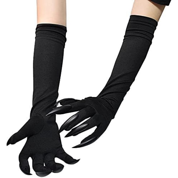 1 Set Halloween Sostume Paw Gloves Long Nails Black Party Gloves