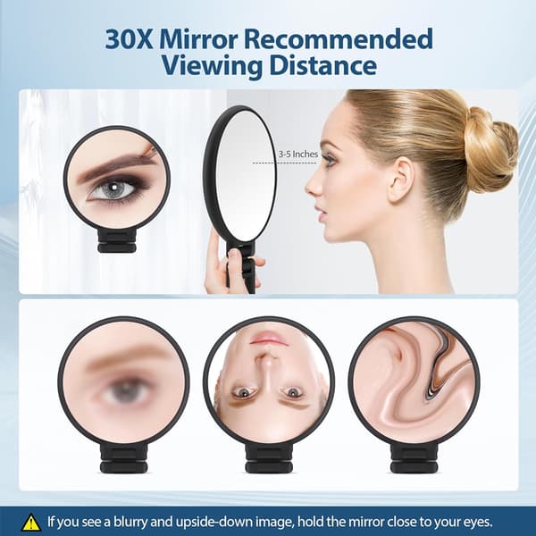 Dobbeltsidet Makeup Spejl (30x) - Foldbart - Sort - 1 stk