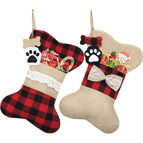 Julstrumpor, Set med 2, Juldekorationer, Husdjur Hund C