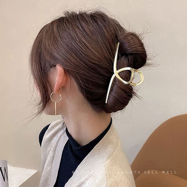 Sæt med 3 store elegante guld hårclips til kvinder og piger