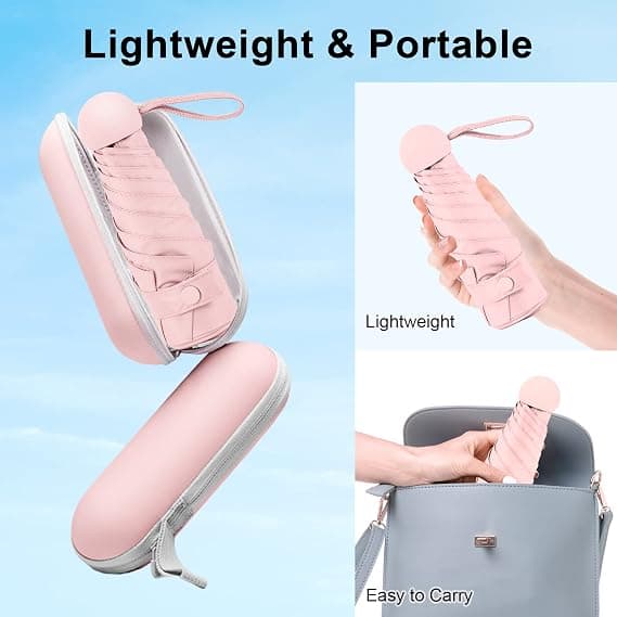 Hopfällbart reseparaply, 8 ribbar miniparaply litet UV-skydd