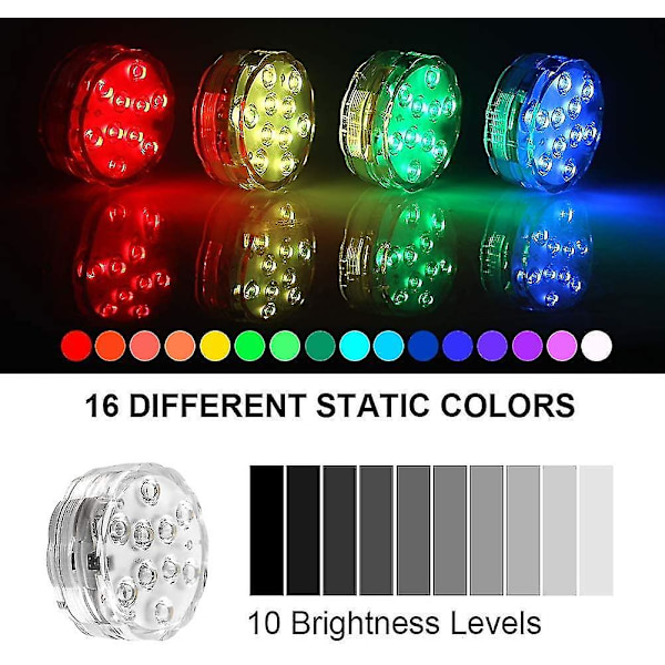 4 dyk Led Rgb-lampor för simbassäng, fontän, fest w