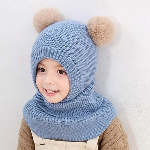 Balaclava baby poika söpö hattu (sininen) huivi talven lämpimät kuulosuojaimet
