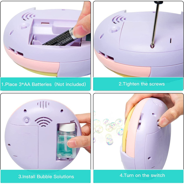 Automatisk boblemaskin, lilla farge bobleblåserleke for barn