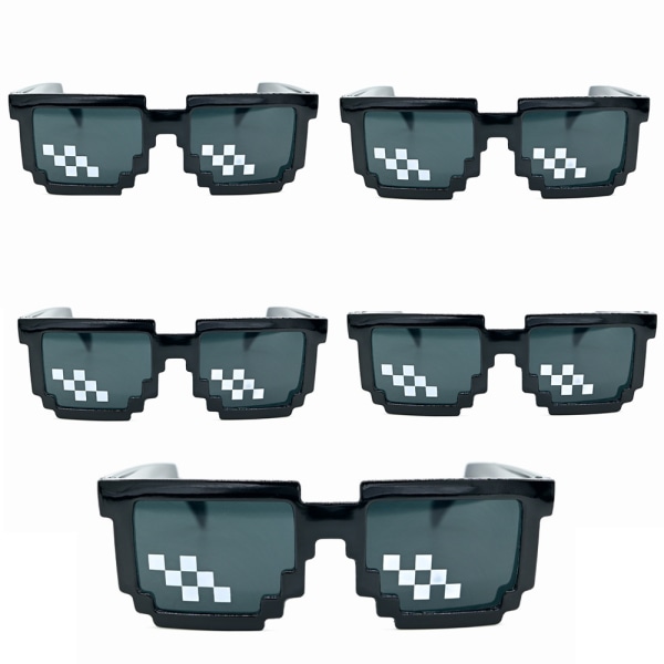5-pack Thug Life solglasögon, MLG Pixelated solglasögon, män kvinnor