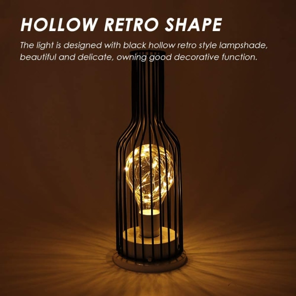 Retro Iron Night Light, Creative viinipullon pöytälamppu, kupari