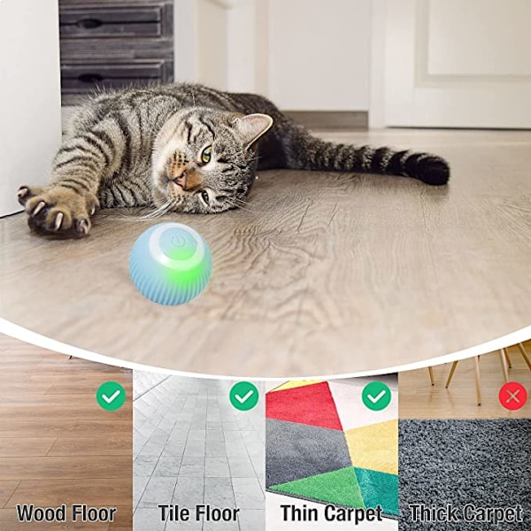 Blå interaktiv kattleksak - Smart USB-laddningsbar kattboll - Katt