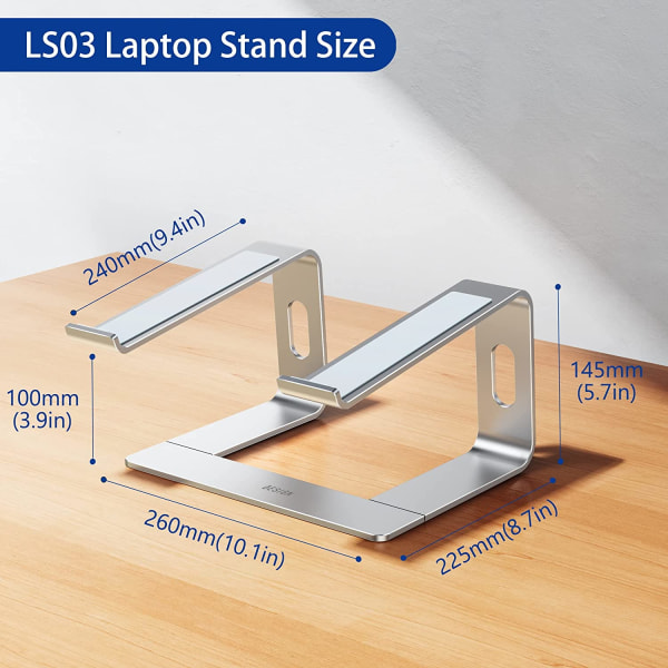 Sølv Metal Laptop Stativ, Ergonomisk Laptop Stativ, Aluminium Lapt