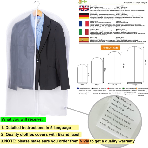 6-pack Moth-säkra klädskydd med dragkedja för garderobsförvaring