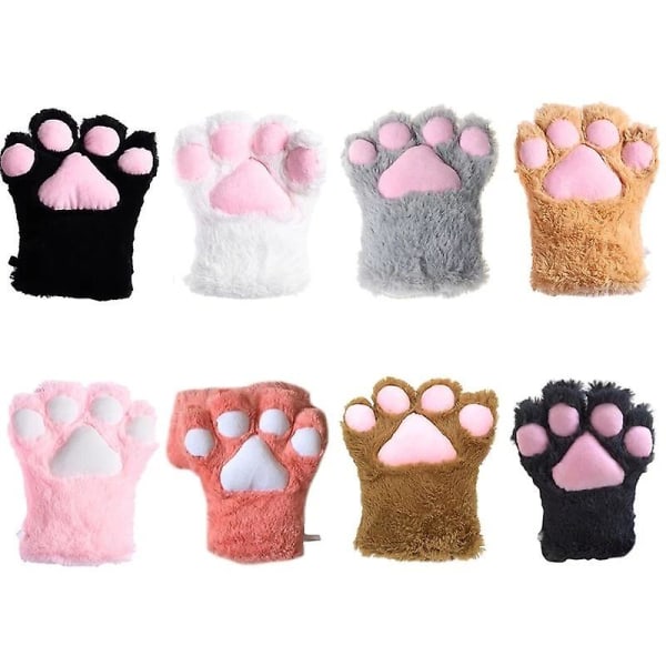 Plysj Cat Paw Cosplay Performance Props Cat Paw Gloves 2stk-rosa