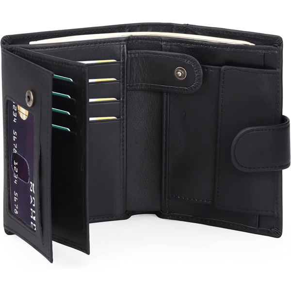 Svart - Stor läderplånbok för män med 19 kreditkort S
