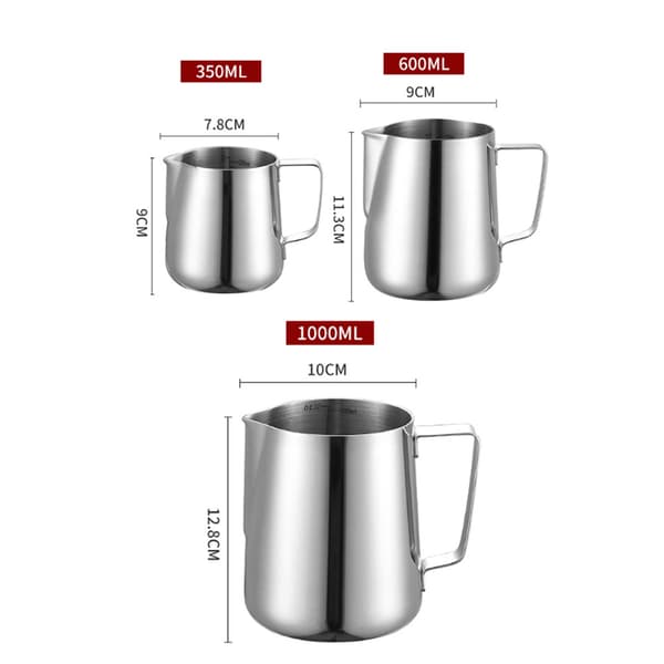 1000ml Mælkekande i Rustfrit Stål til Kaffe Mælkeskummer Cappuccino og Latte