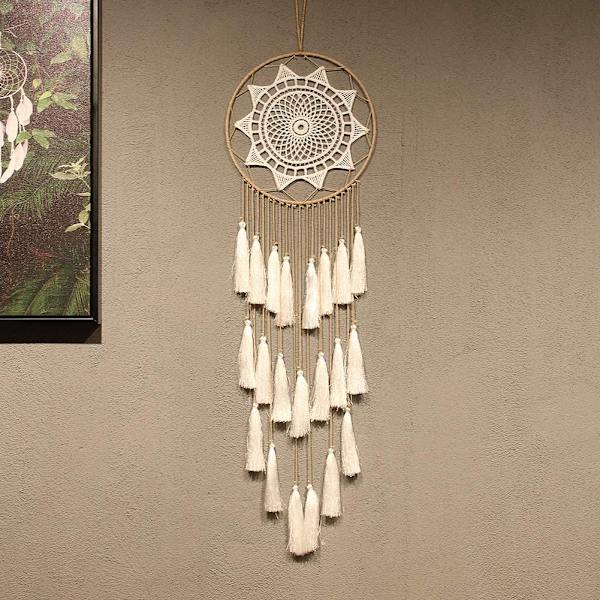 Macrame drömfångare för sovrum - Väggdekoration med tofsar