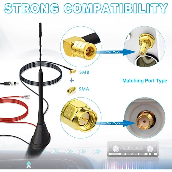 Dab FM-antenne Digital Radioantenne FM/AM Combo SMB/SMA Hann til