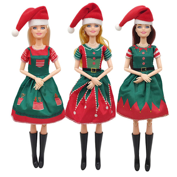 3 stk. 11 tommer/30 cm påklædningsmode barbie dukke prinsesse nederdel