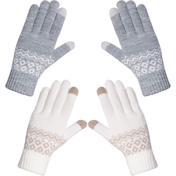 2 par kvinders handsker vinter varme touch screen handsker bløde strik